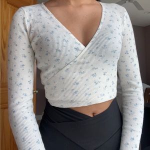 SOLD brandy melville floral amara wrap top